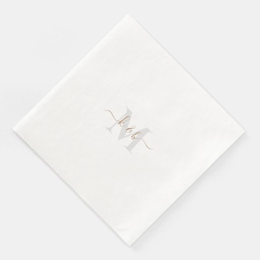 Serviette En Papier Script de lavage de monogramme or et gris (Coin)