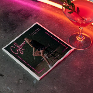Serviette En Papier Script de lumière moderne rose Neon Wavy Photo de