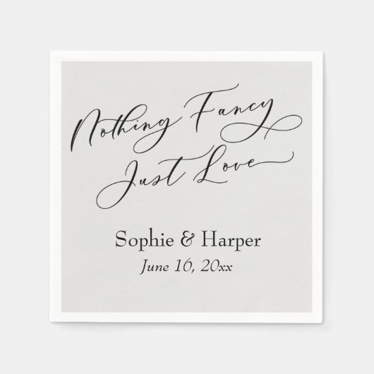 Serviette En Papier Script De Luxe Simple Rien De Fancy Just Love Grey (Devant)