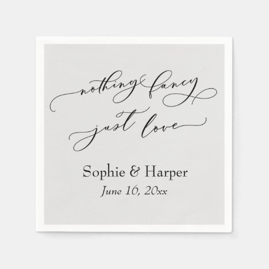 Serviette En Papier Script De Luxe Simple Rien De Fancy Just Love Grey (Devant)