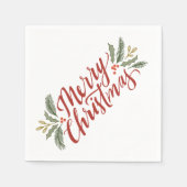 Serviette En Papier Script de Noël et vacances vertes (Devant)