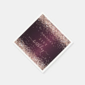 Serviette En Papier Script de nom or rose Bourgogne (Coin)