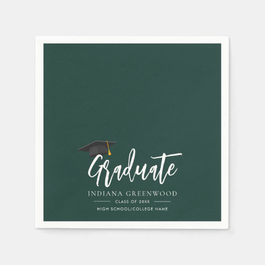 Serviette En Papier Script de remise des diplômes 2026 Papier Vert (Devant)