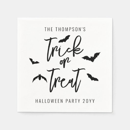 Serviette En Papier Script de Trick Or Treat noir avec Halloween chauv (Devant)