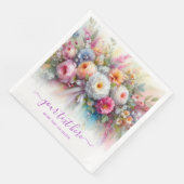 Serviette En Papier Script de typographie Fleurs Roses Votre texte per (Coin)