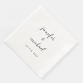 Serviette En Papier Script de typographie personnalisé Mariage noir et (Coin)