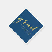 Serviette En Papier Script d'or en marine (Coin)