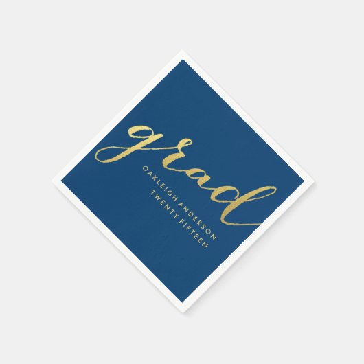 Serviette En Papier Script d'or en marine (Coin)