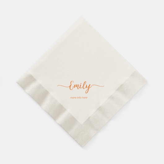 Serviette En Papier script élégant ecru (Coin)