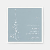 Serviette En Papier Script élégant moderne Dusty Blue Boys Baptême (Devant)