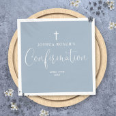 Serviette En Papier Script élégant moderne Dusty Blue Confirmation