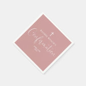 Serviette En Papier Script élégant moderne Dusty Rose Rose Confirmatio (Coin)