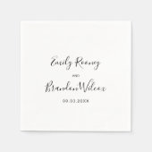 Serviette En Papier Script élégant noir et blanc Mariage moderne (Devant)