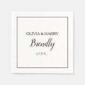 Serviette En Papier Script élégant | Papier Mariage blanc Napkin (Devant)
