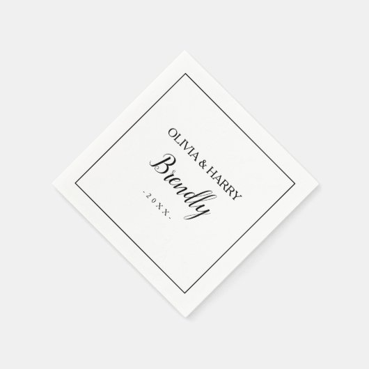 Serviette En Papier Script élégant | Papier Mariage blanc Napkin (Coin)