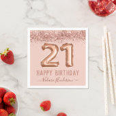 Serviette En Papier Script élégant Parties scintillant rose Joyeux 21e (En situation)