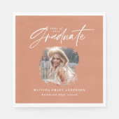 Serviette En Papier Script en terre cuite moderne photo élégante gradu (Devant)