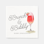 Serviette En Papier Script Fête des mariées Bubbly Cocktail serviettes (Devant)