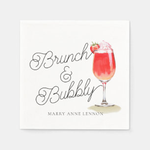 Serviette En Papier Script Fête des mariées Bubbly Cocktail serviettes