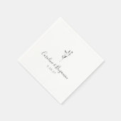 Serviette En Papier Script floral simple Mariage Boho blanc personnali (Coin)