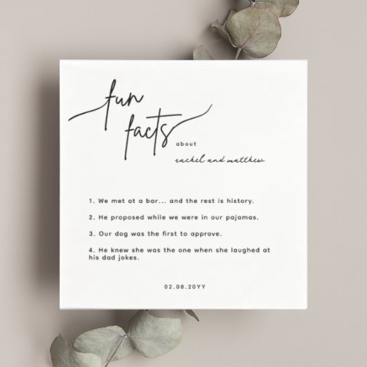 Serviette En Papier Script Fun Facts Mariage Napkins