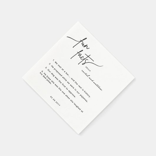 Serviette En Papier Script Fun Facts Mariage Napkins (Coin)
