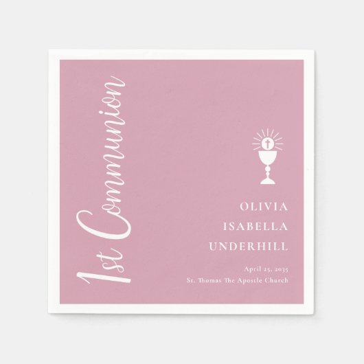 Serviette En Papier Script Girls 1st Communion (Devant)