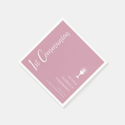 Serviette En Papier Script Girls 1st Communion (Coin)