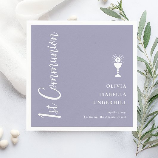 Serviette En Papier Script Girls 1st Communion