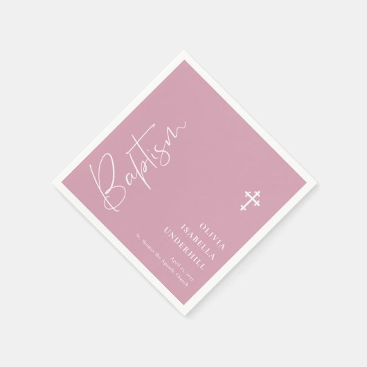 Serviette En Papier Script Girls Baptême (Coin)