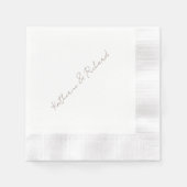 Serviette En Papier Script Gold Mariage blanc Coin Cocktail (Devant)