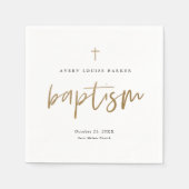 Serviette En Papier Script Gold moderne Baptême religieux (Devant)