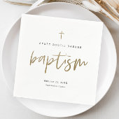 Serviette En Papier Script Gold moderne Baptême religieux