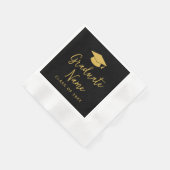 Serviette En Papier Script Grad Name avec Casquette - Graduation Black (Coin)