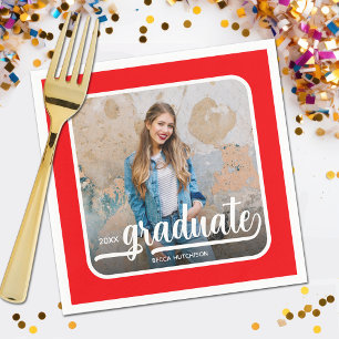 Serviette En Papier Script Gras Photo Graduel Rouge
