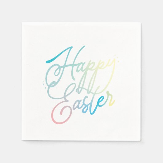 Serviette En Papier Script Happy Easter créé à la main (Devant)
