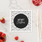 Serviette En Papier Script Joyeux Noël Flocons de neige noirs    (En situation)