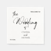 Serviette En Papier Script manuscrit 'Bienvenue à notre Mariage' (Devant)