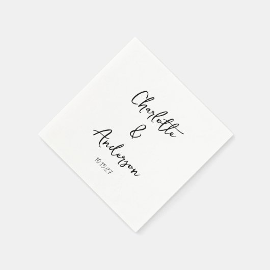 Serviette En Papier Script manuscrit blanc blanc blanc blanc mariage p (Coin)
