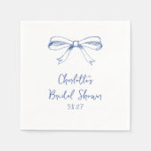 Serviette En Papier Script manuscrit Coquette Bow Fête des mariées ble (Devant)