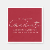 Serviette En Papier Script manuscrit moderne Graduation rouge (Devant)