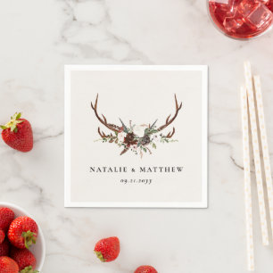 Serviette En Papier Script mariage botanique rustique M. et Mme