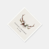 Serviette En Papier Script mariage botanique rustique M. et Mme (Coin)