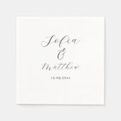 Serviette En Papier Script Mariage noir et blanc (Devant)