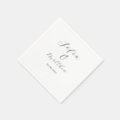 Serviette En Papier Script Mariage noir et blanc (Coin)