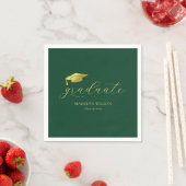 Serviette En Papier Script minimal moderne Green Gold Graduation (En situation)