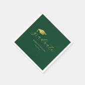 Serviette En Papier Script minimal moderne Green Gold Graduation (Coin)