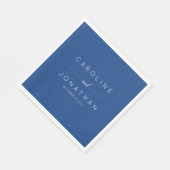 Serviette En Papier Script minimal moderne Mariage bleu français perso (Coin)