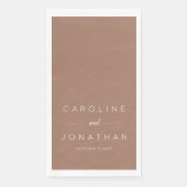 Serviette En Papier Script minimal moderne Mocha Mariage personnalisé  (Devant)
