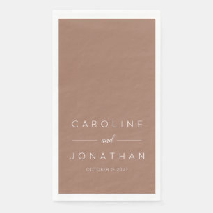 Serviette En Papier Script minimal moderne Mocha Mariage personnalisé 